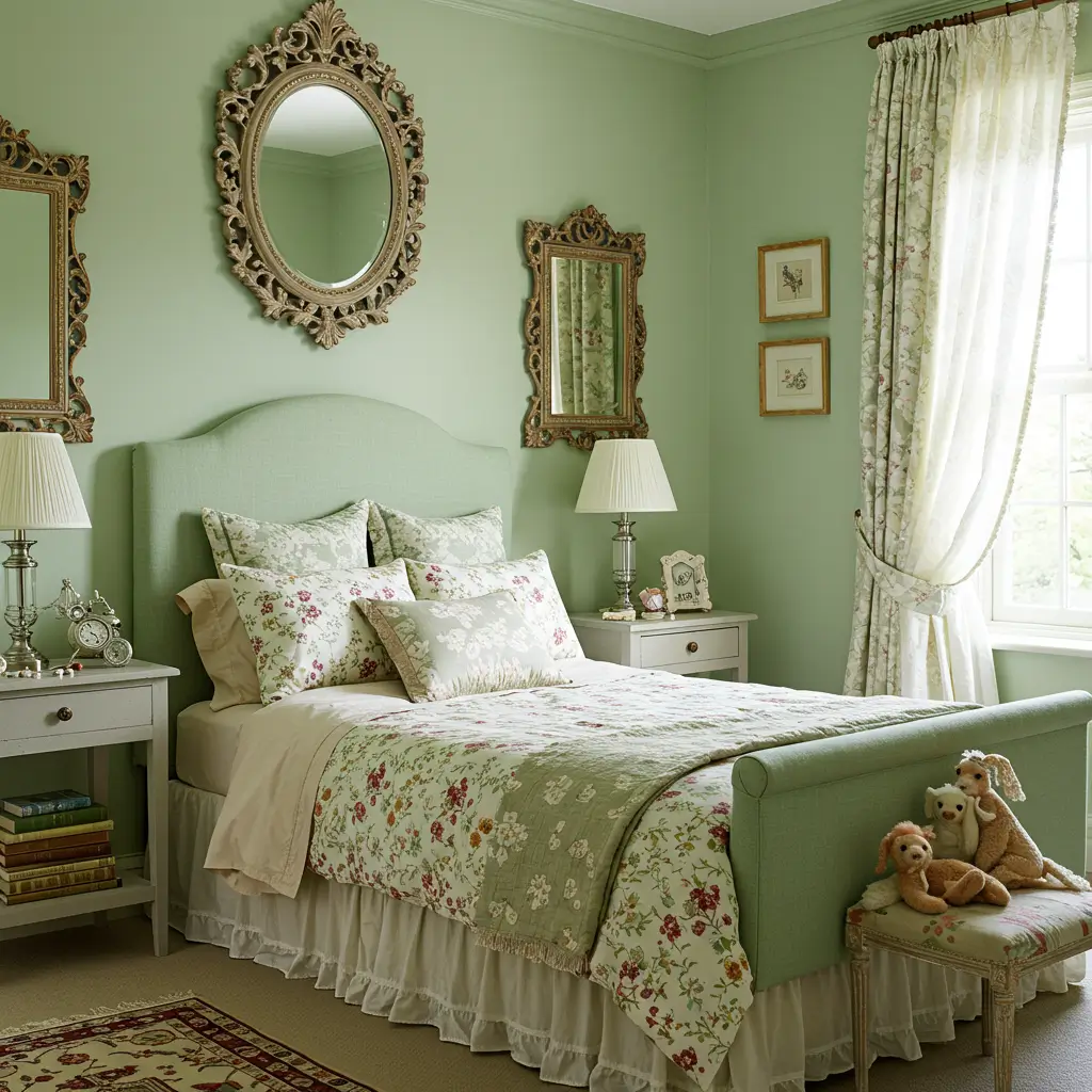 Pale Green Walls with Vintage Accents
