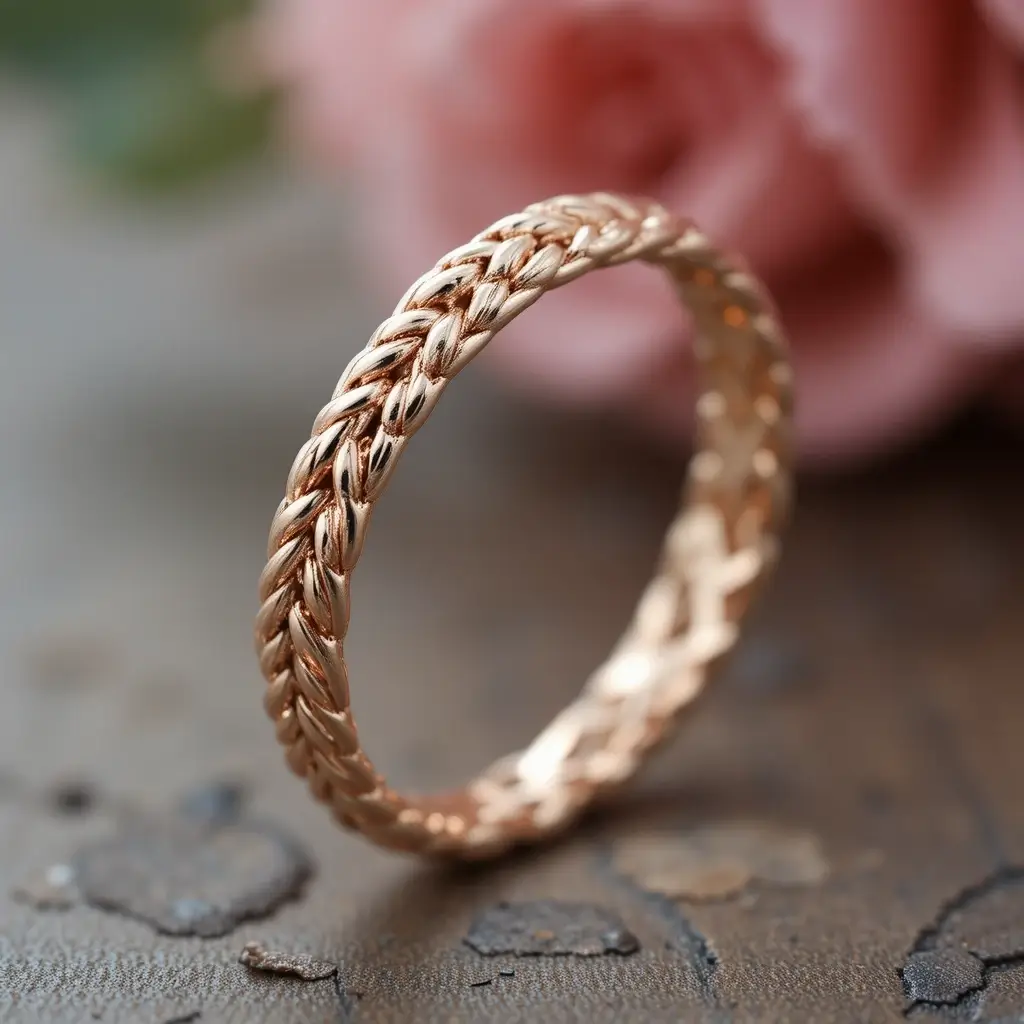 Rose Gold Braided Band with Vintage Feel