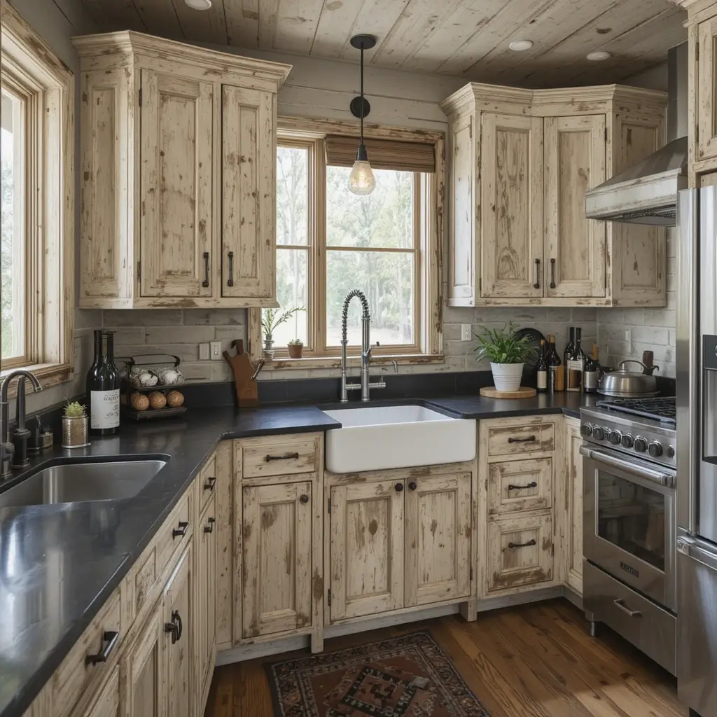 Rustic Charm with Black Countertops