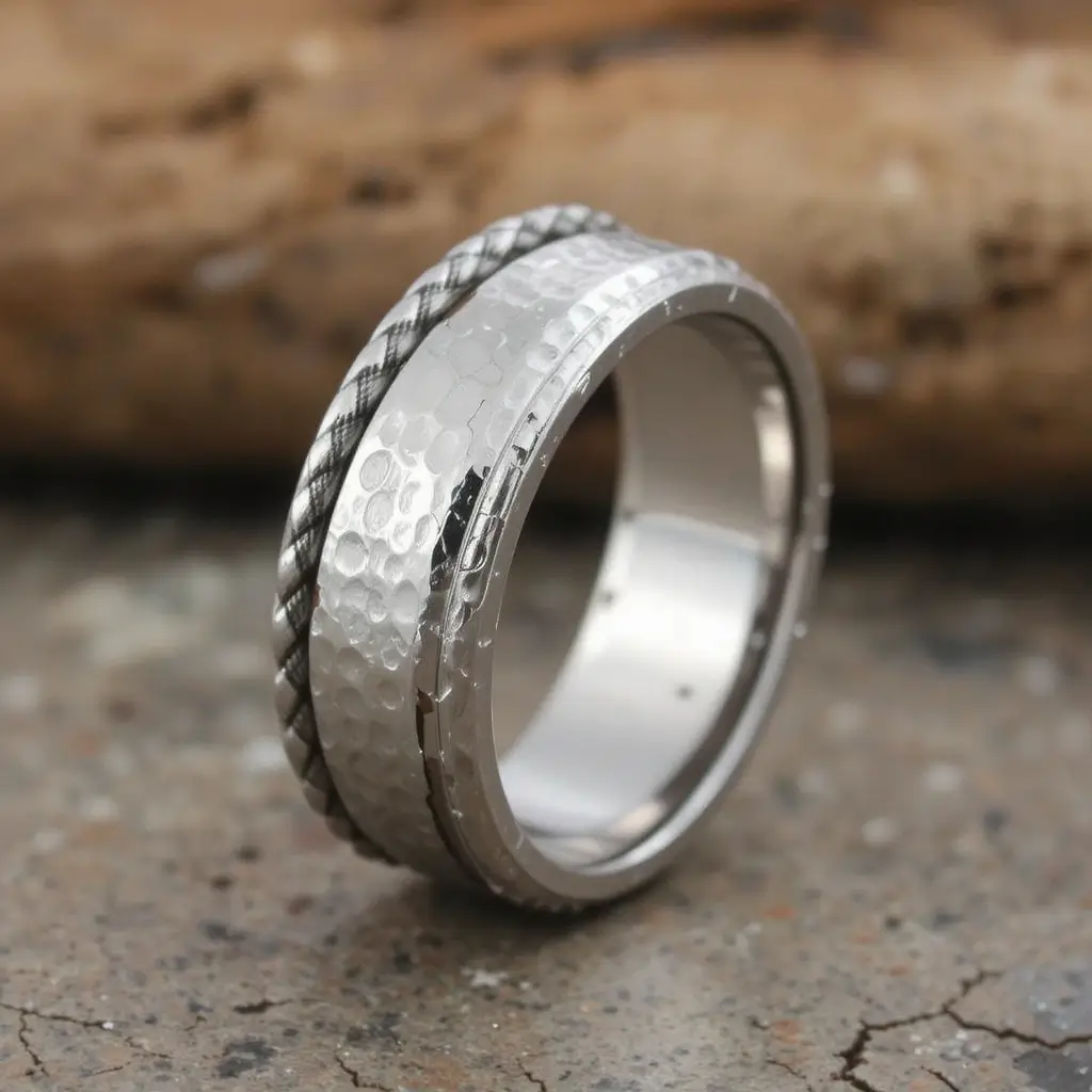 Rustic Hammered Braided Ring