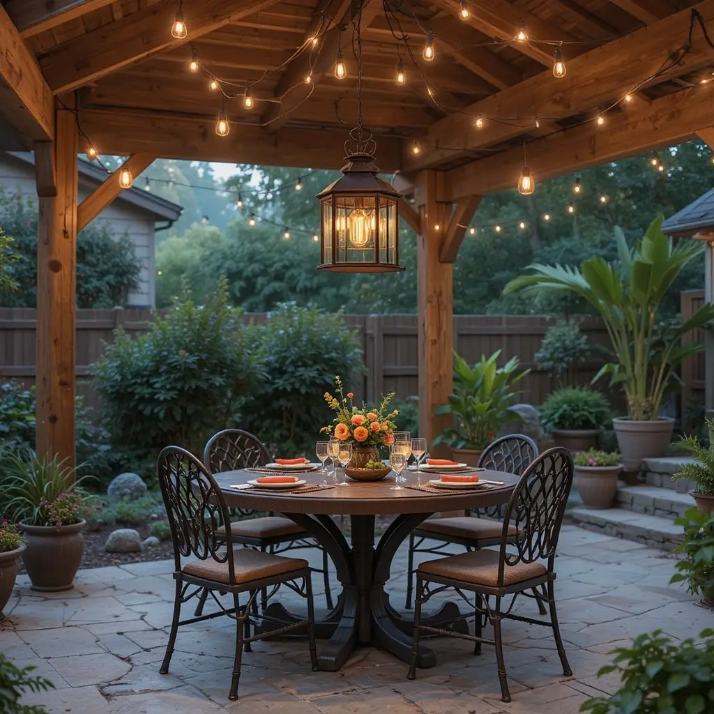 Rustic Hanging Lights for Outdoor Dining