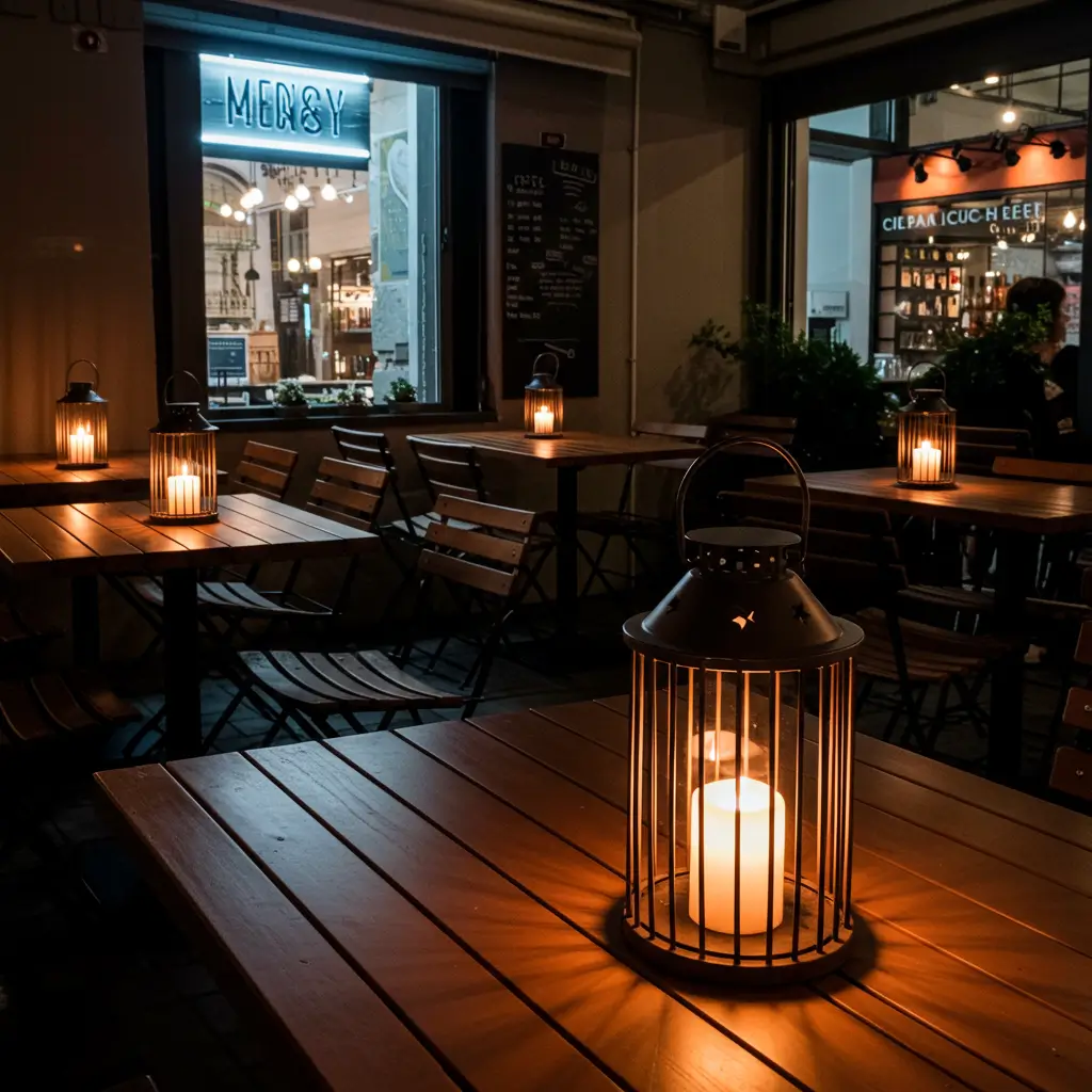 Rustic Iron Lanterns on Tables