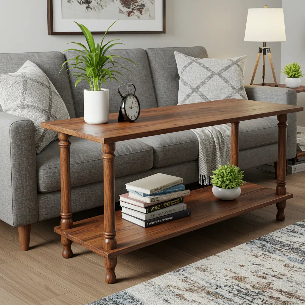 Rustic Sofa Table with Peg Legs