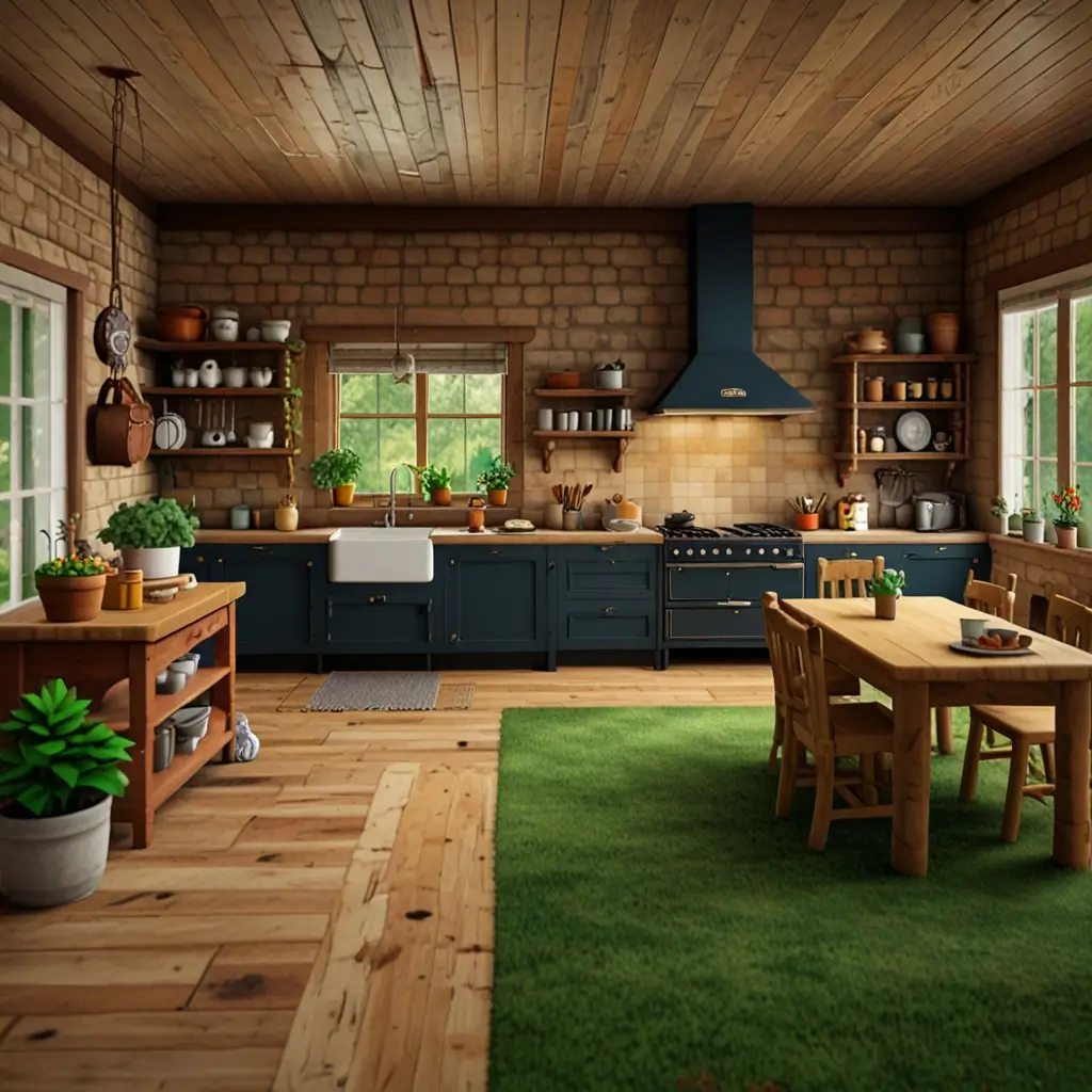 Rustic Woodfire Kitchen Setup