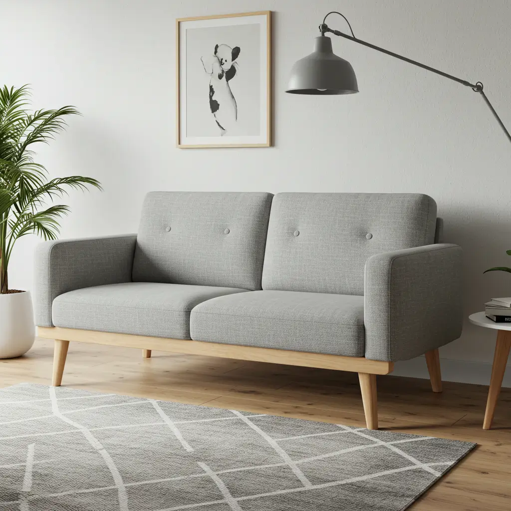 Scandinavian Loveseat with Light Wood