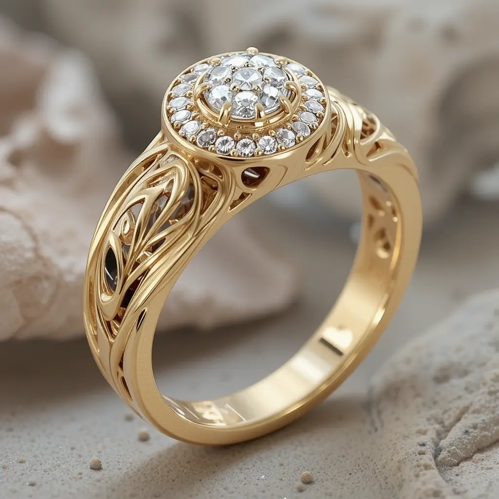 Sculpted Gold Wedding Bands