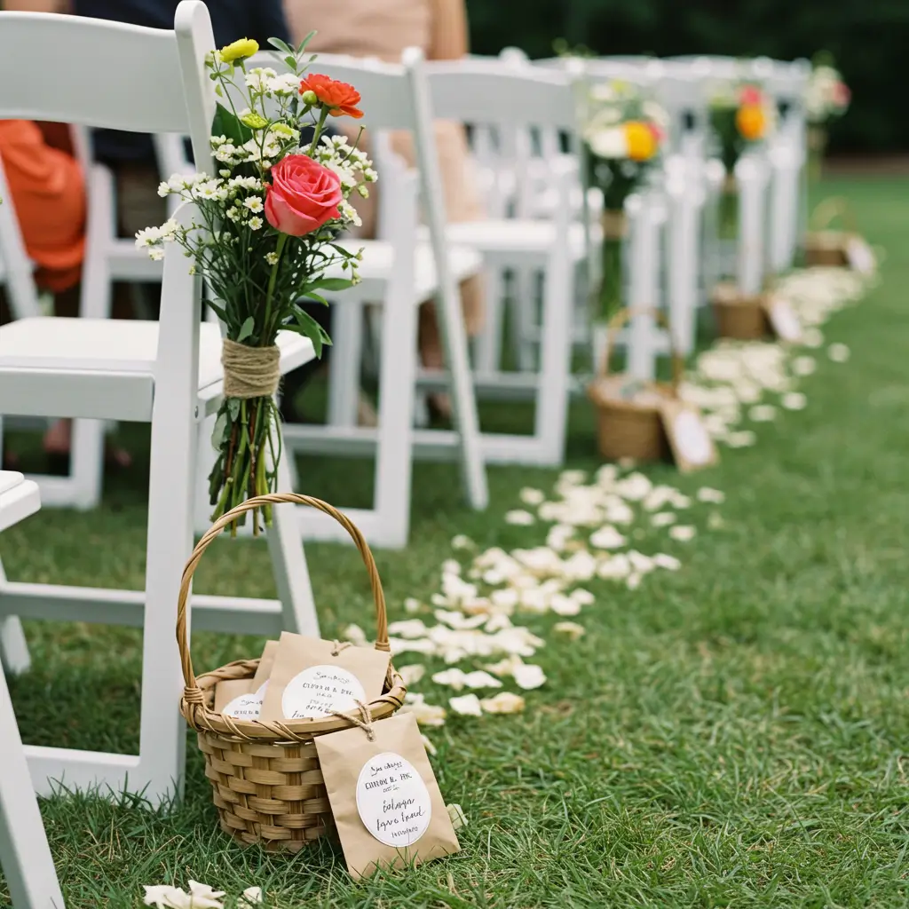Seed Packet Favors Along Aisle
