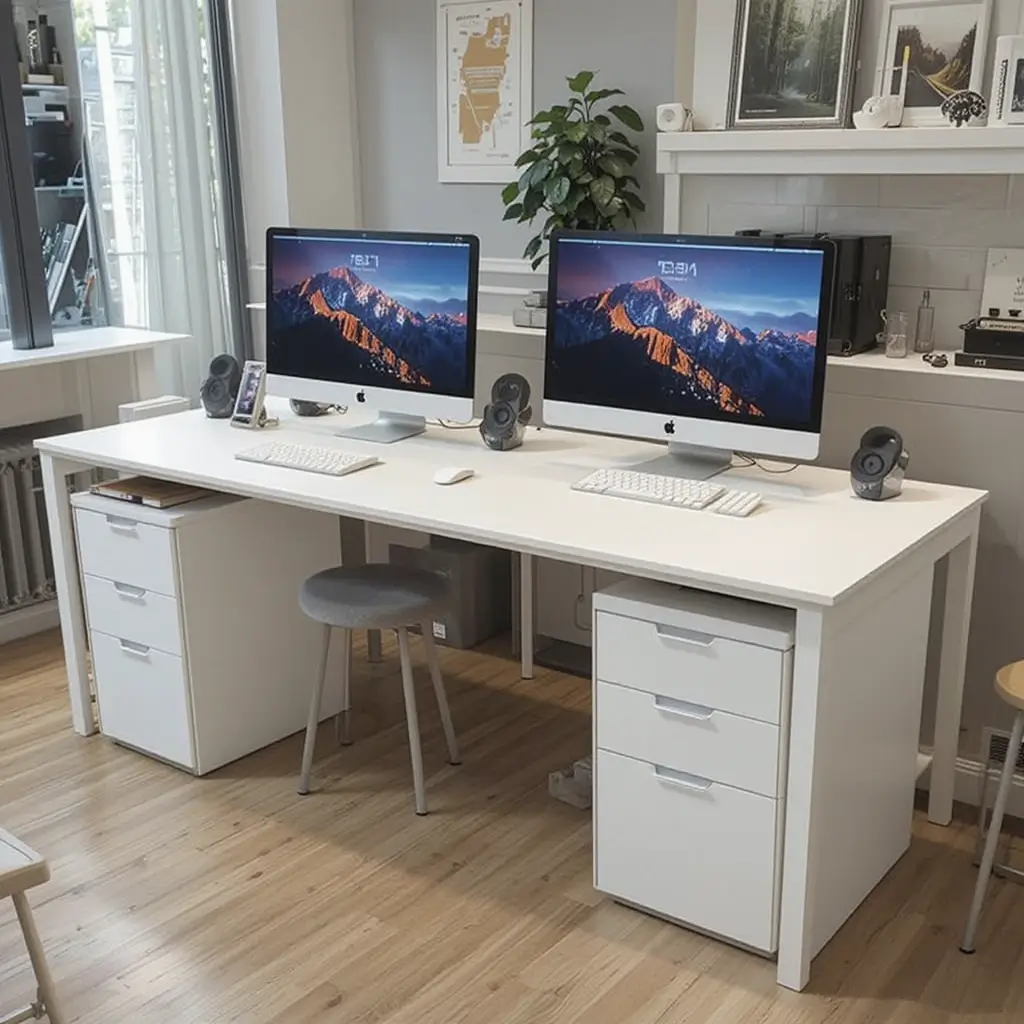 Shared Desk with Separate Computer Monitors