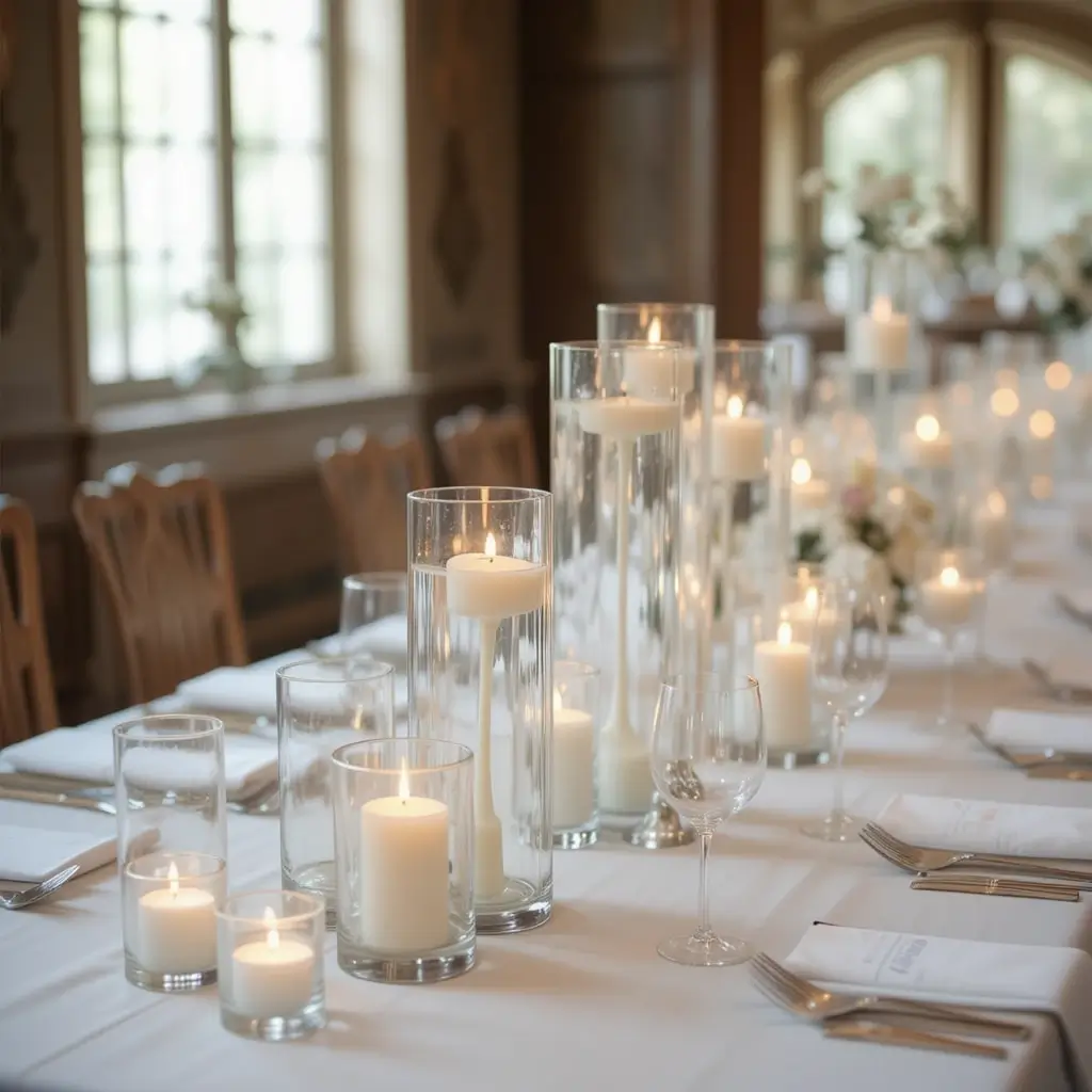 Simple Glass Candle Holders with Floating Candles