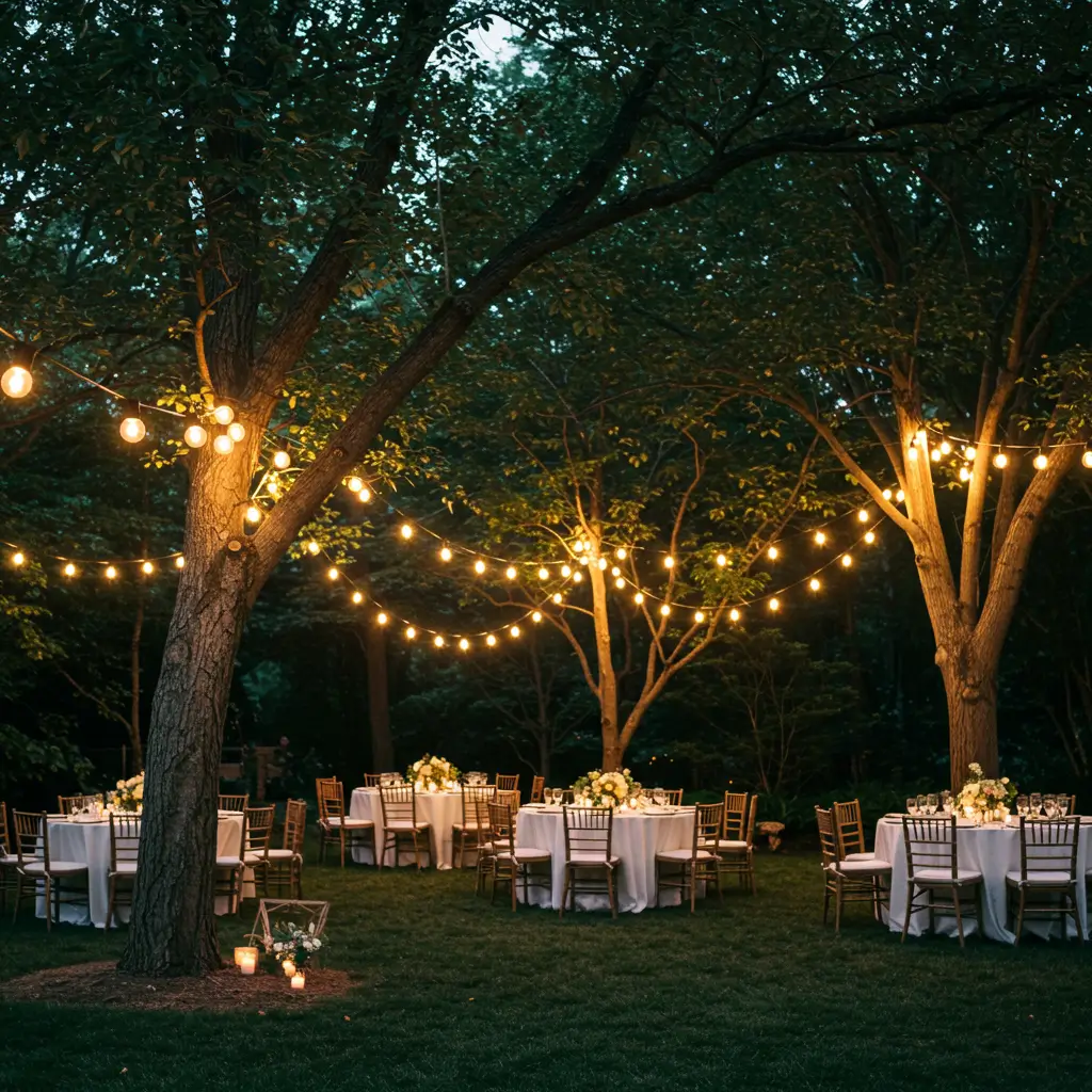 Simple Hanging Lights in Trees