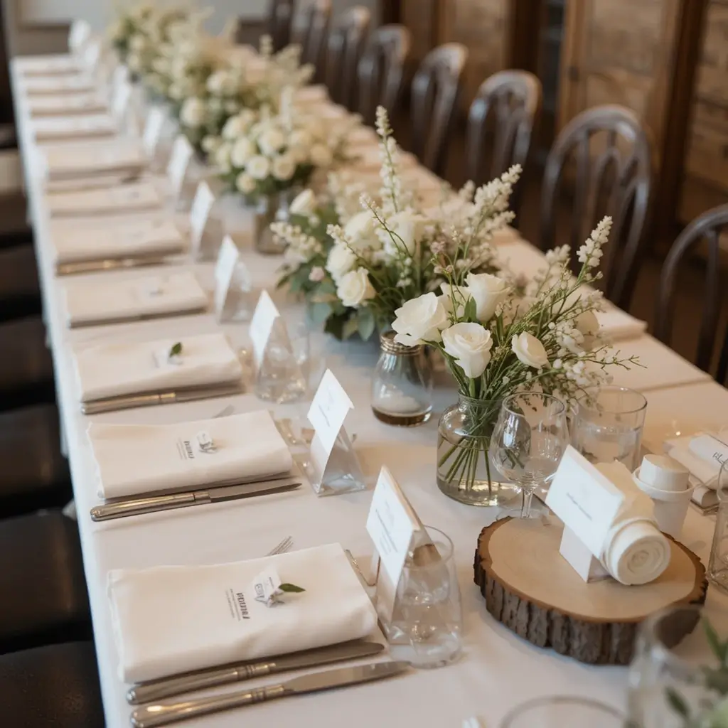 Simple Place Cards on Natural Wood Slices