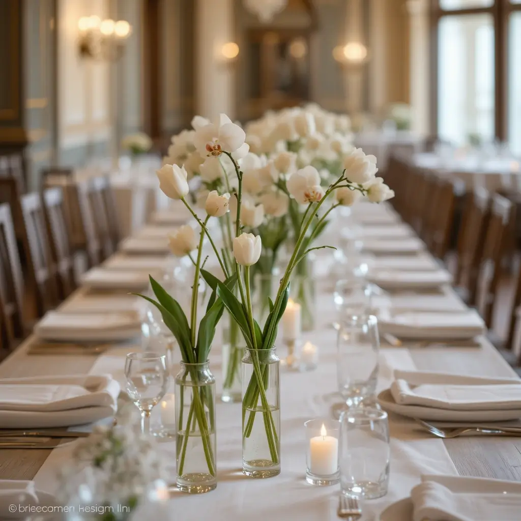 Single Stem Flowers in Clear Vases
