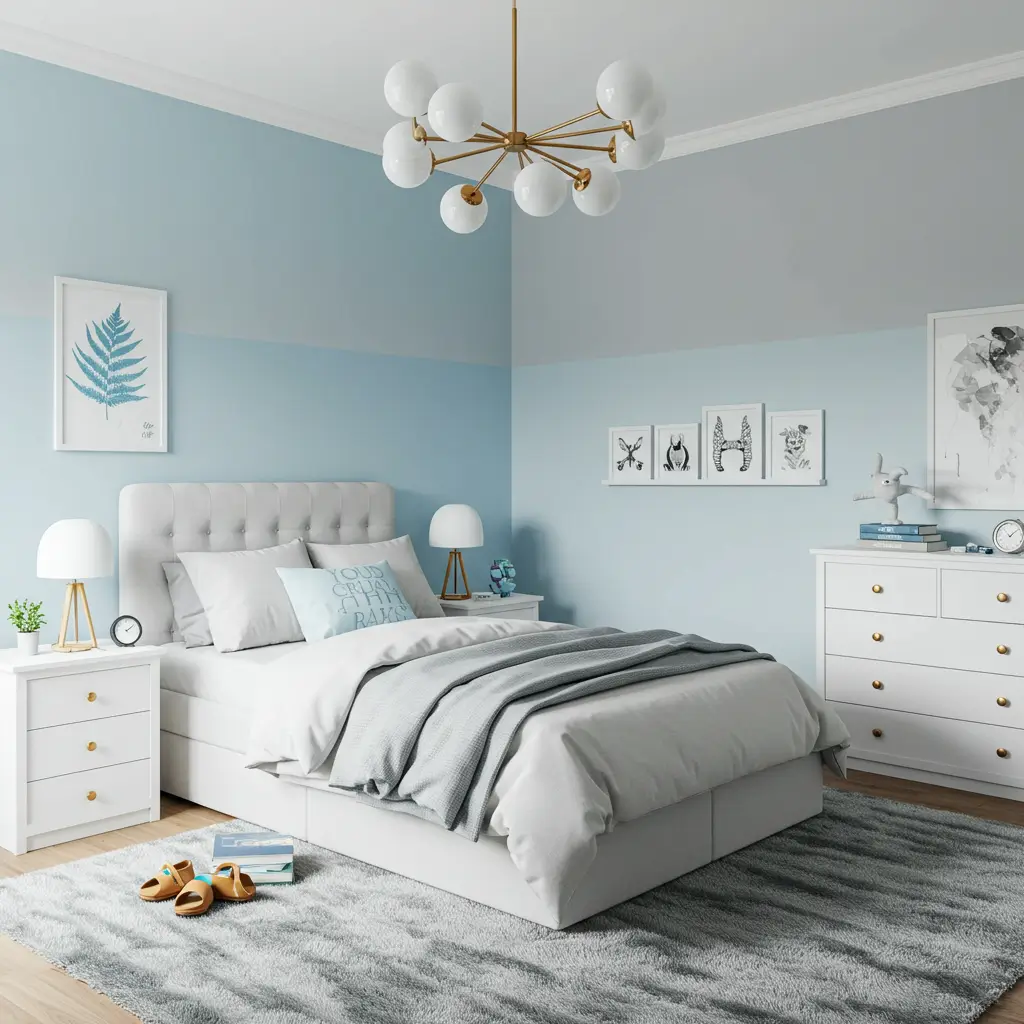 Sky Blue and Light Gray