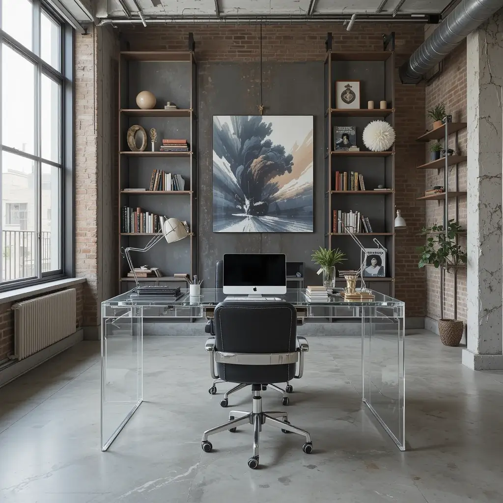 Sleek Acrylic or Glass Desk