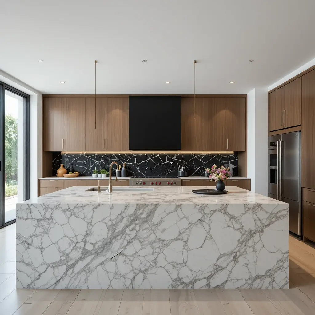 Sleek Countertops with Bold Materials