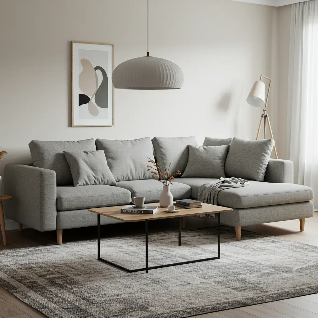Sleek Wooden Frame Sofa