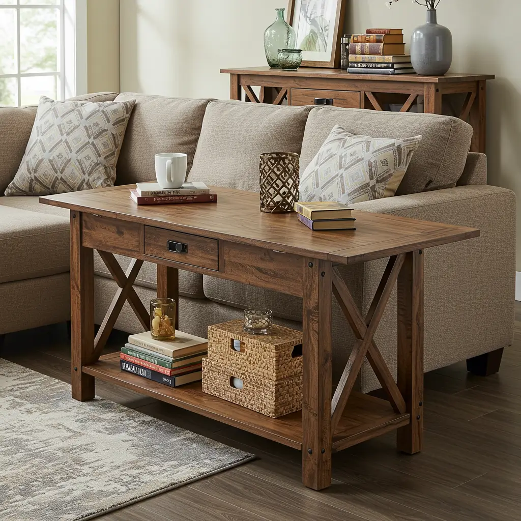 Sofa Table with Cross-Braced Legs