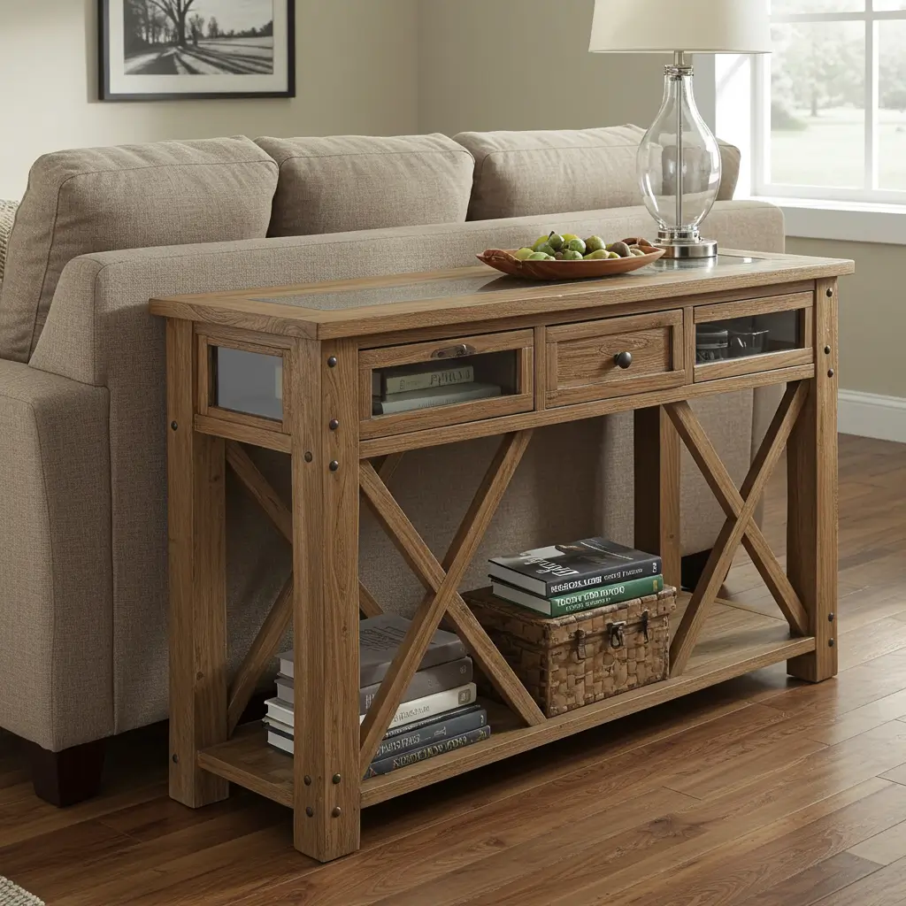 Sofa Table with Glass Insets