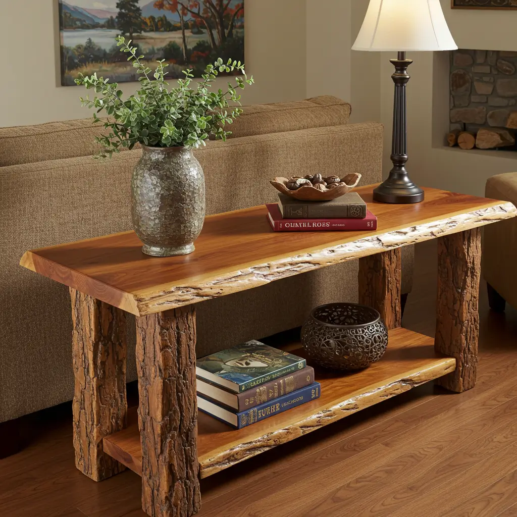 Sofa Table with Natural Bark Edges