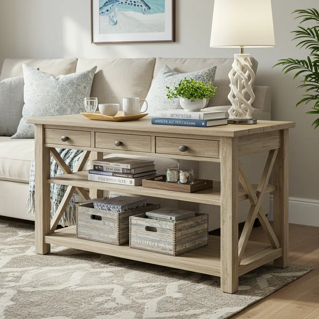 Sofa Table with Natural Driftwood Finish