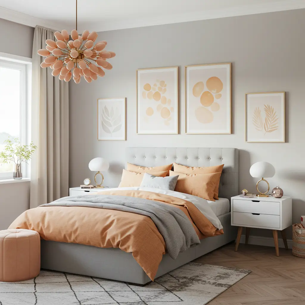 Soft Peach and Light Gray
