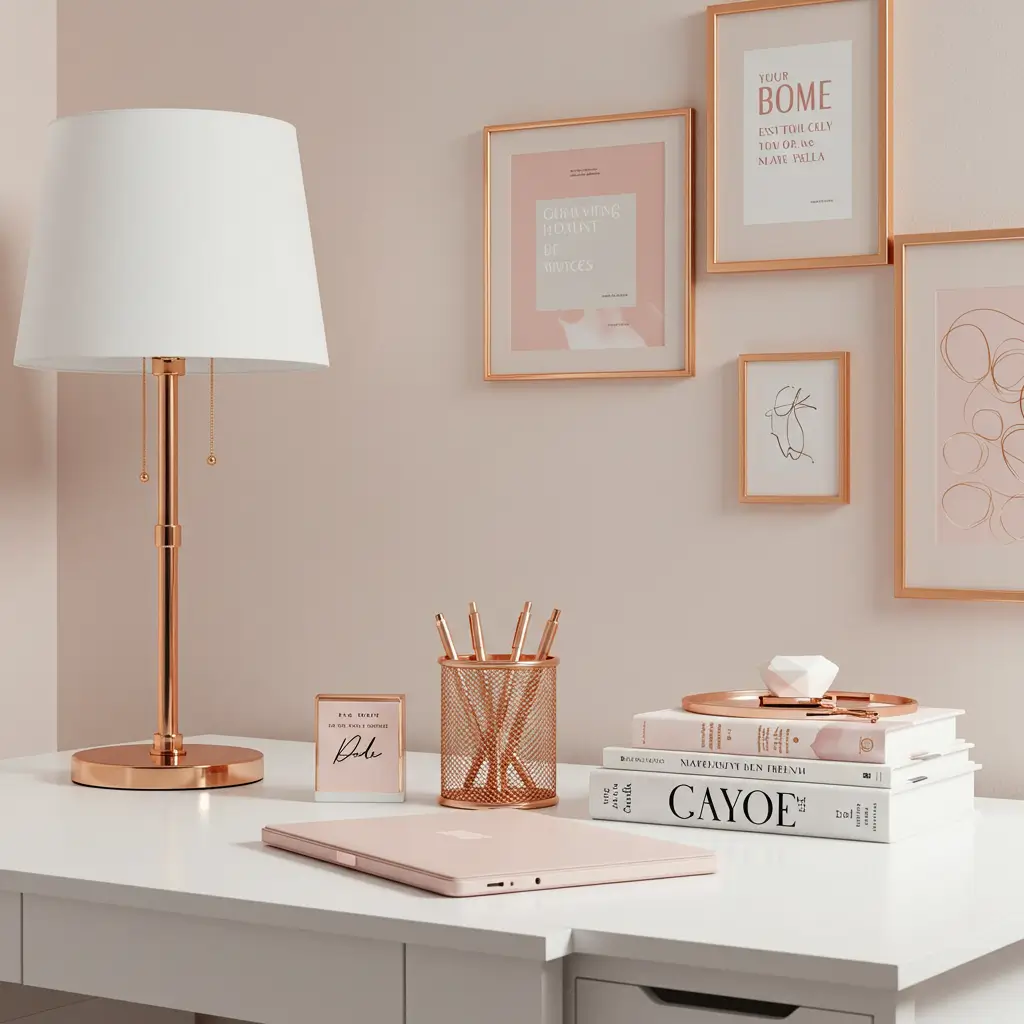 Soft Pink and Rose Gold Office