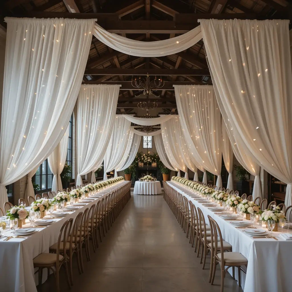 Soft White Draping Above the Table