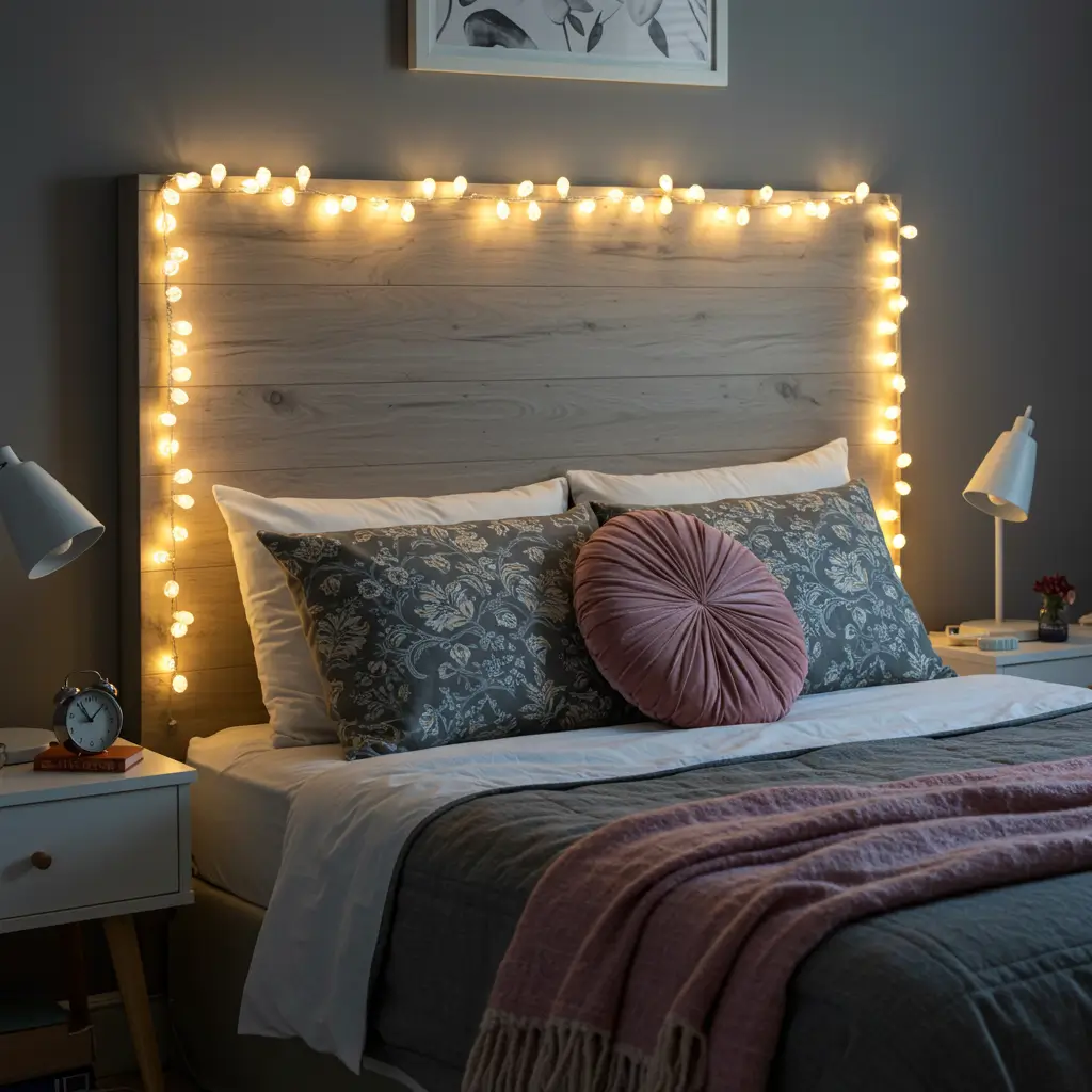 String Light Headboard