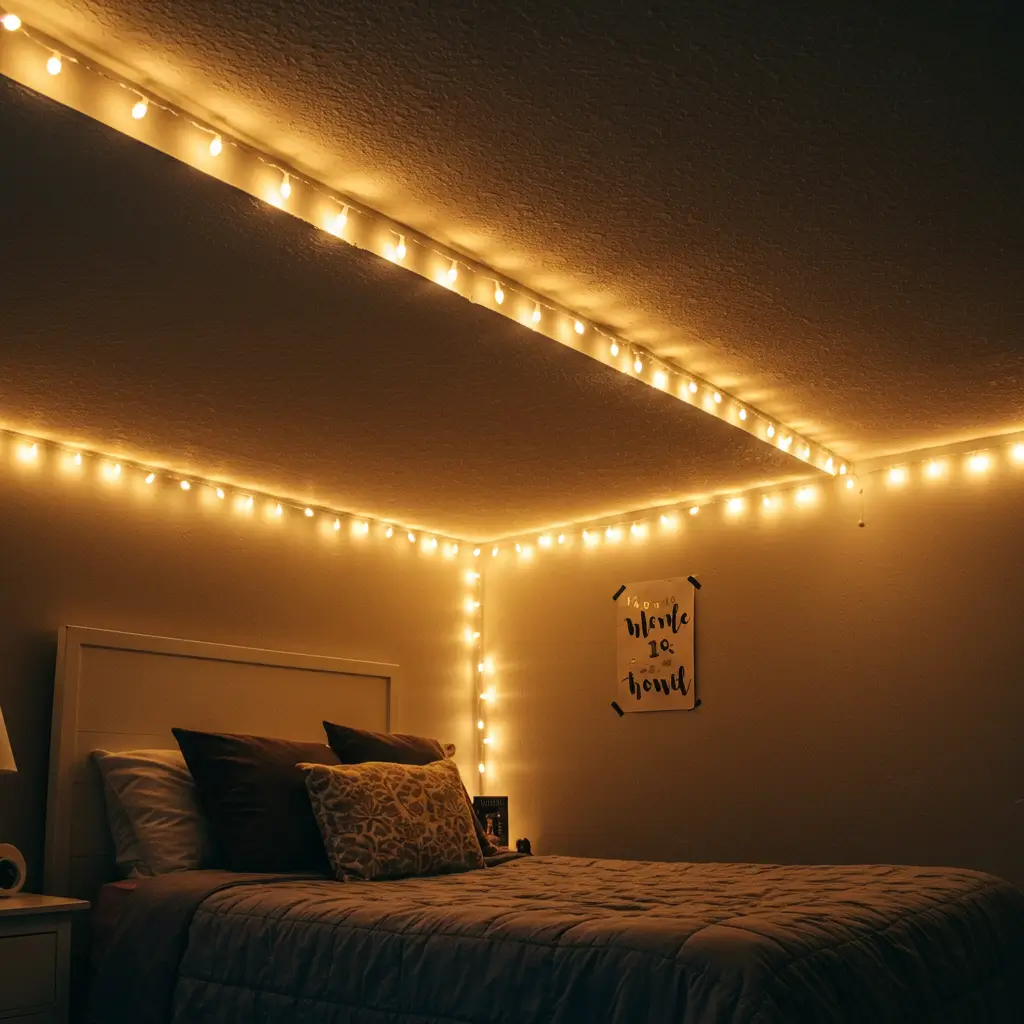 String Lights Around Ceiling
