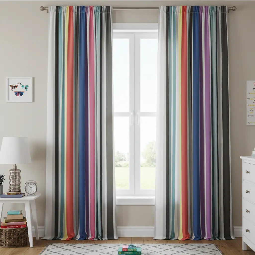 Striped Multi-Color Curtains