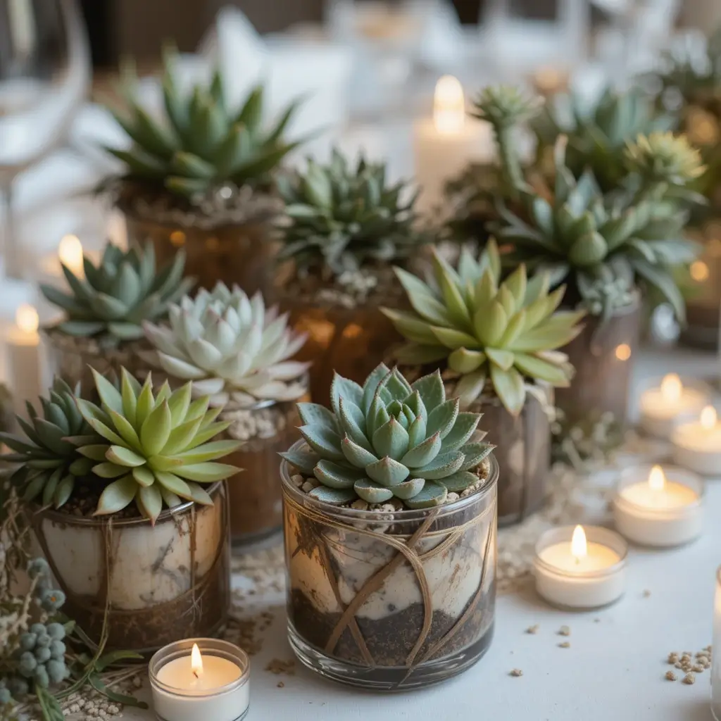 Succulent Planters with Tea Lights