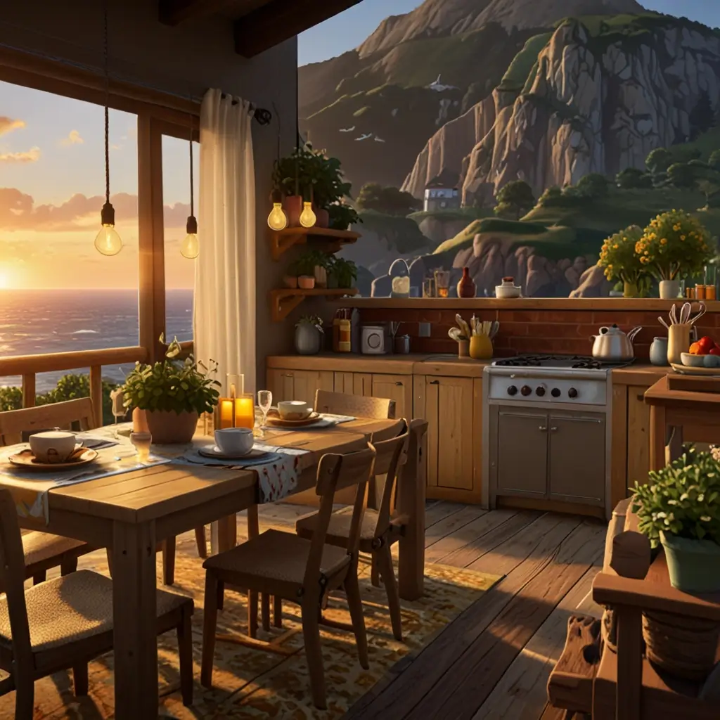 Sunset Dining Deck Kitchen