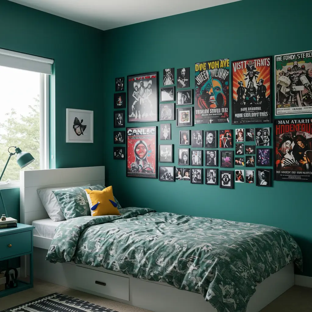  Teal Green Walls and Gallery Wall