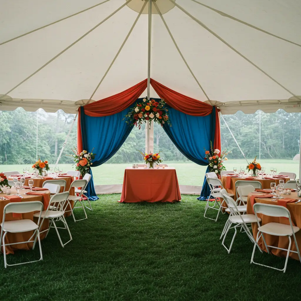 Tent with Bold Colored Fabrics