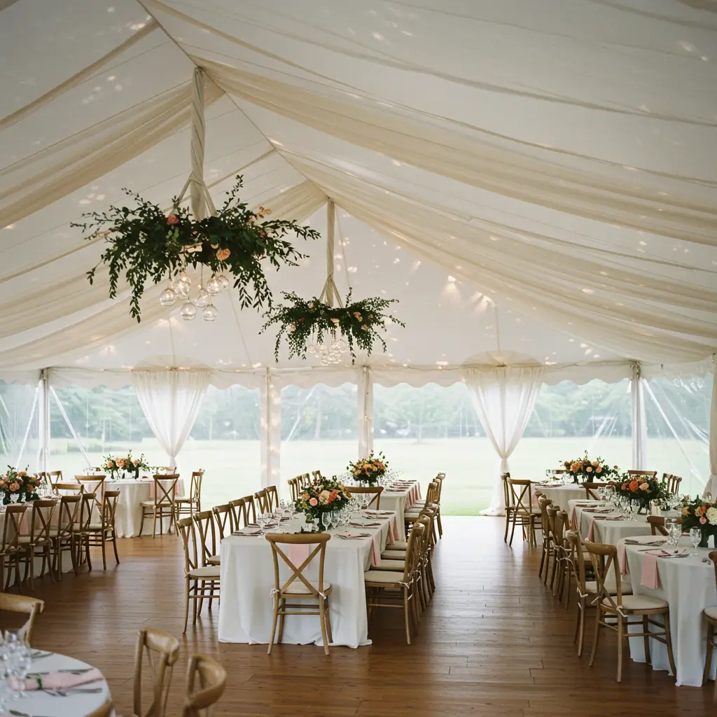 Tent with Draped Fabric Ceiling