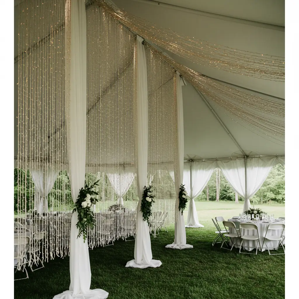 Tent with Hanging String Curtains