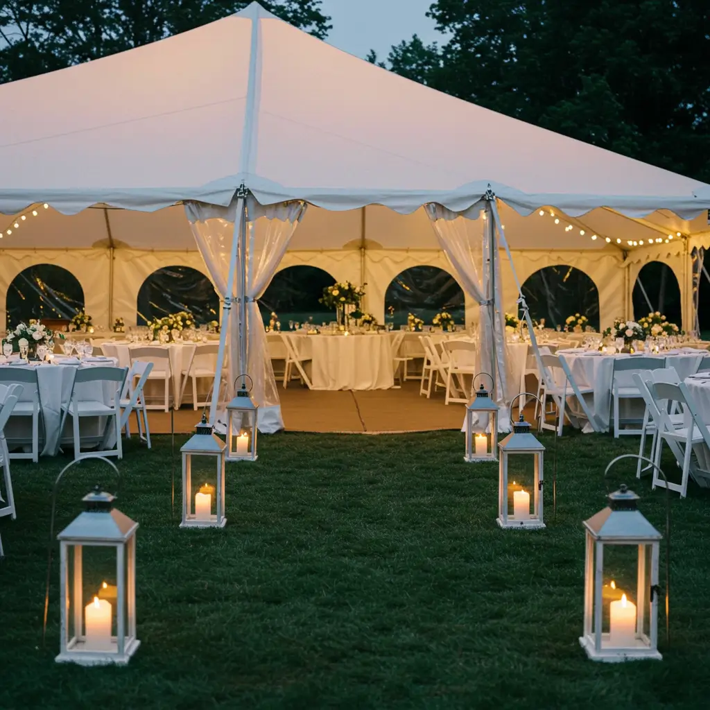 Tent with Lantern Pathway