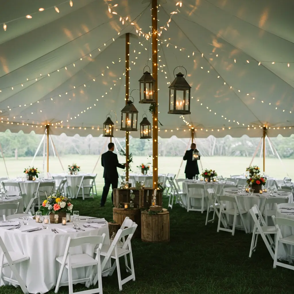 Tent with Rustic Lanterns