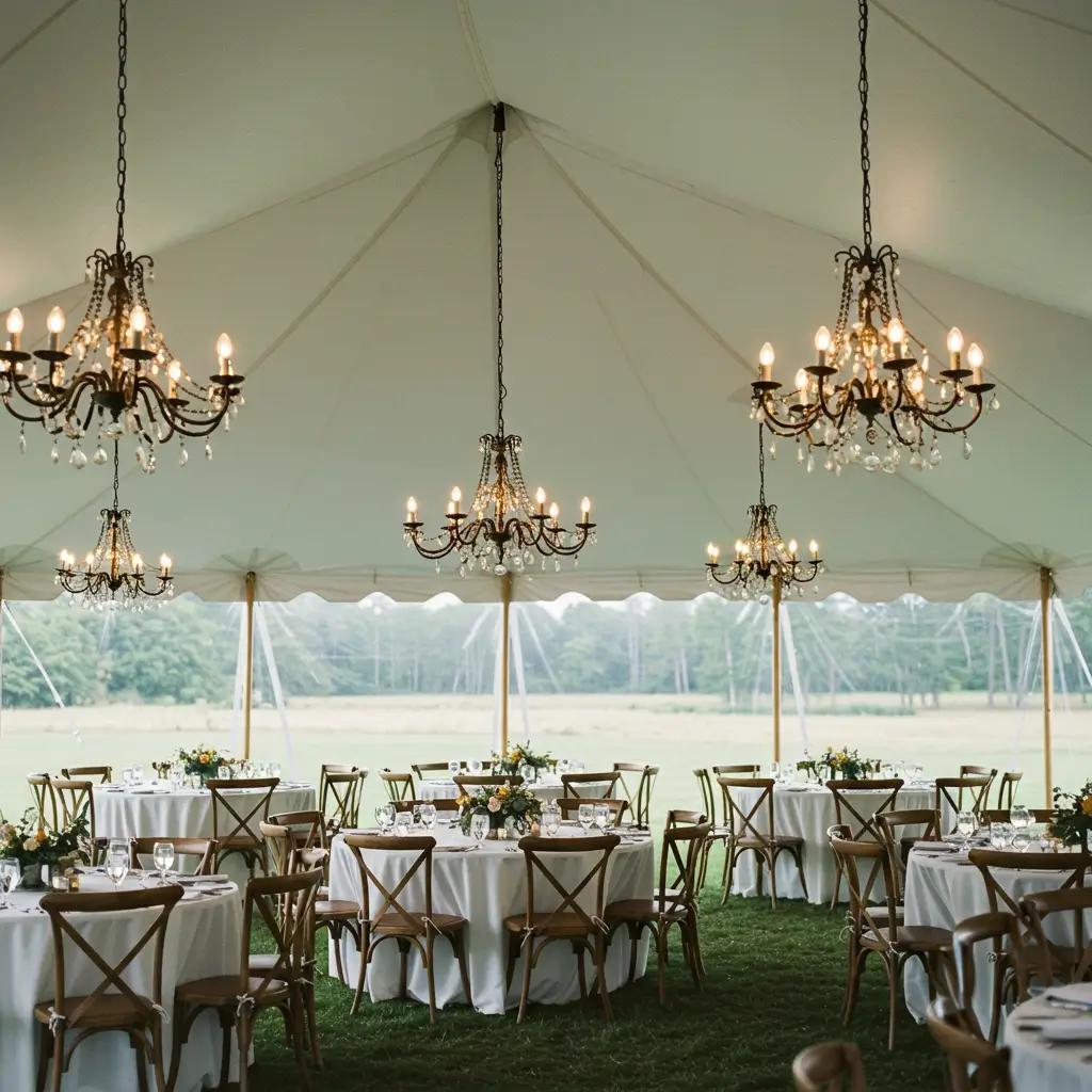 Tent with Vintage Chandeliers