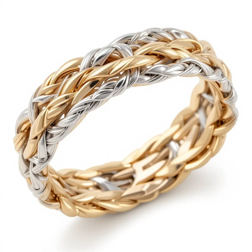 Tri Color Gold Braided Wedding Band