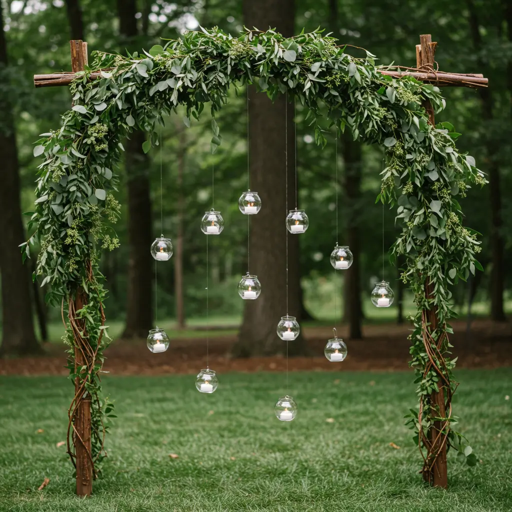 Twisted Vine Arch with Hanging Tea Lights