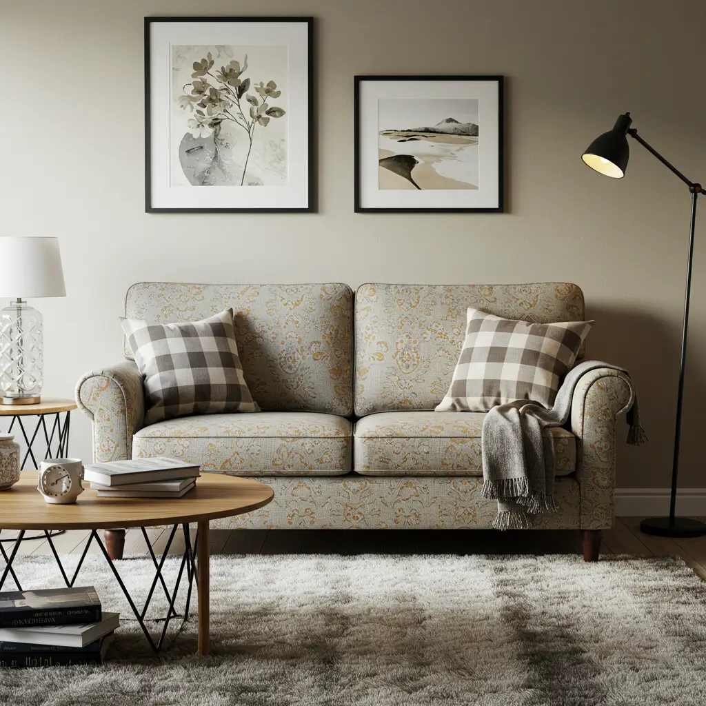 Two-Seater Sofa with Patterned Fabric