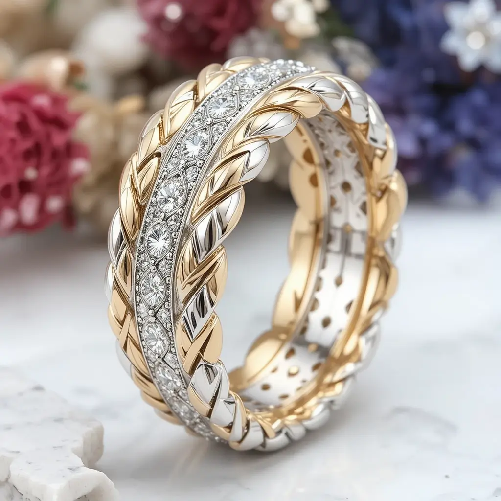 Two Tone Braid with Diamond Center Strip