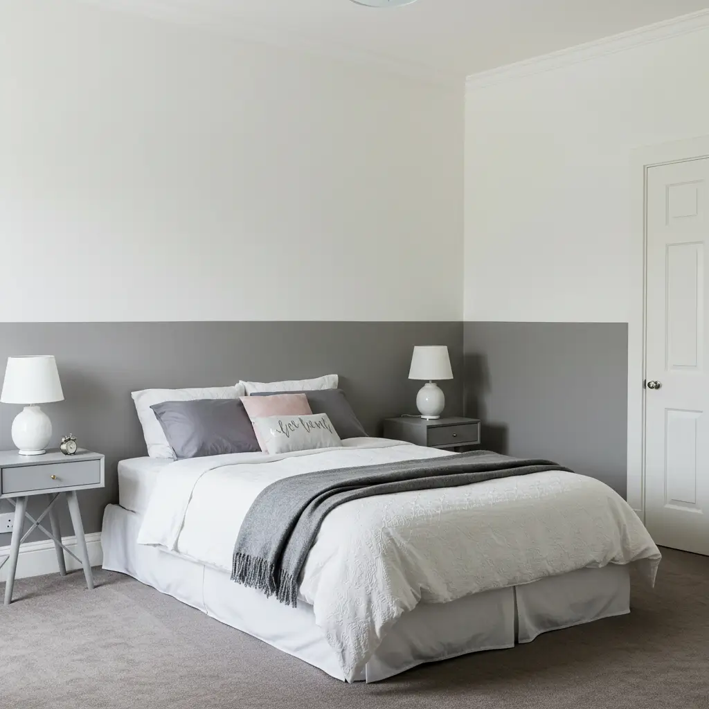 Two-Tone Painted Walls in Grey and White