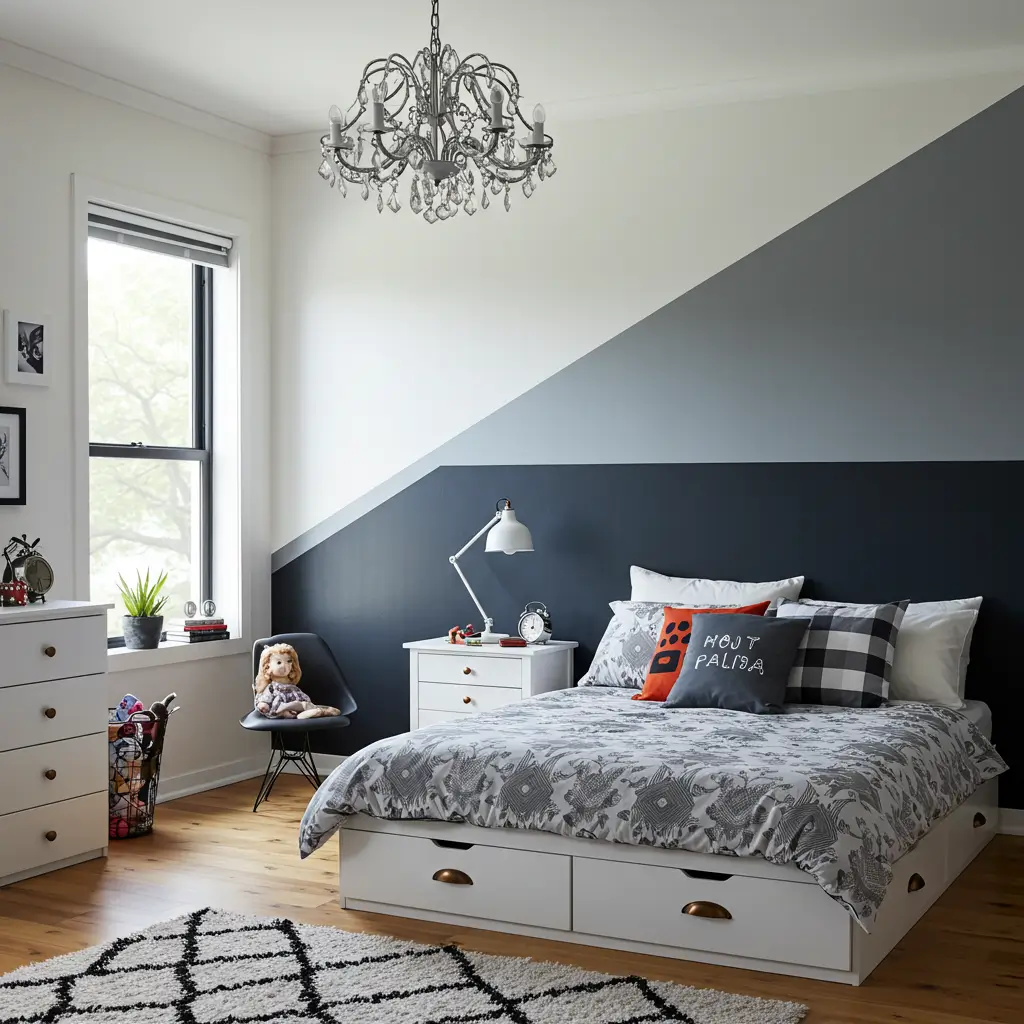 Two-Tone Painted Walls with Sharp Contrast