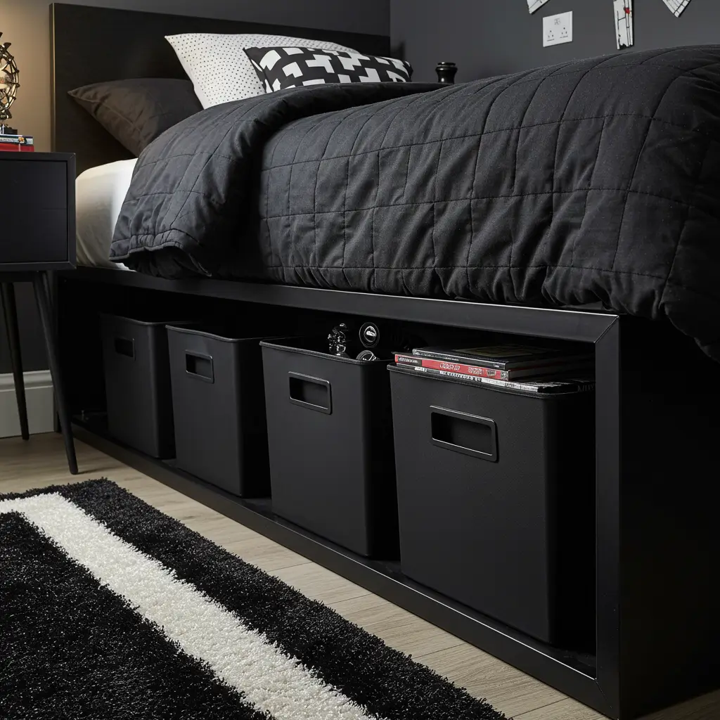 Under-Bed Storage Bins in Sleek Black