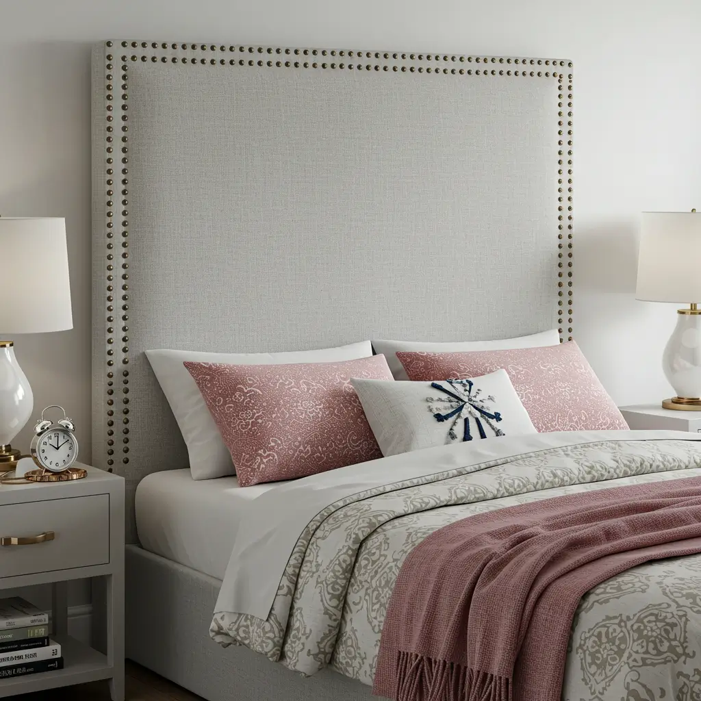 Upholstered Headboards with Nailhead Trim