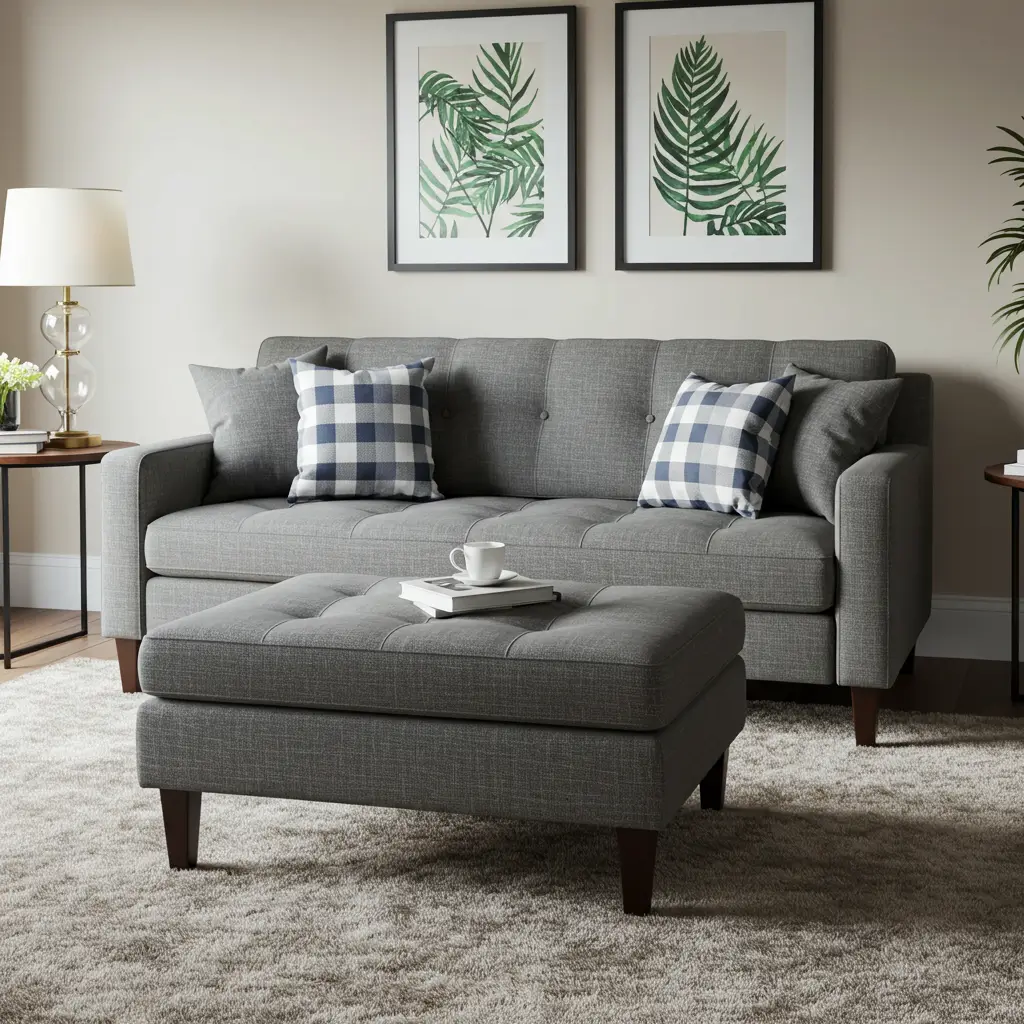 Upholstered Ottoman Sofa Combo