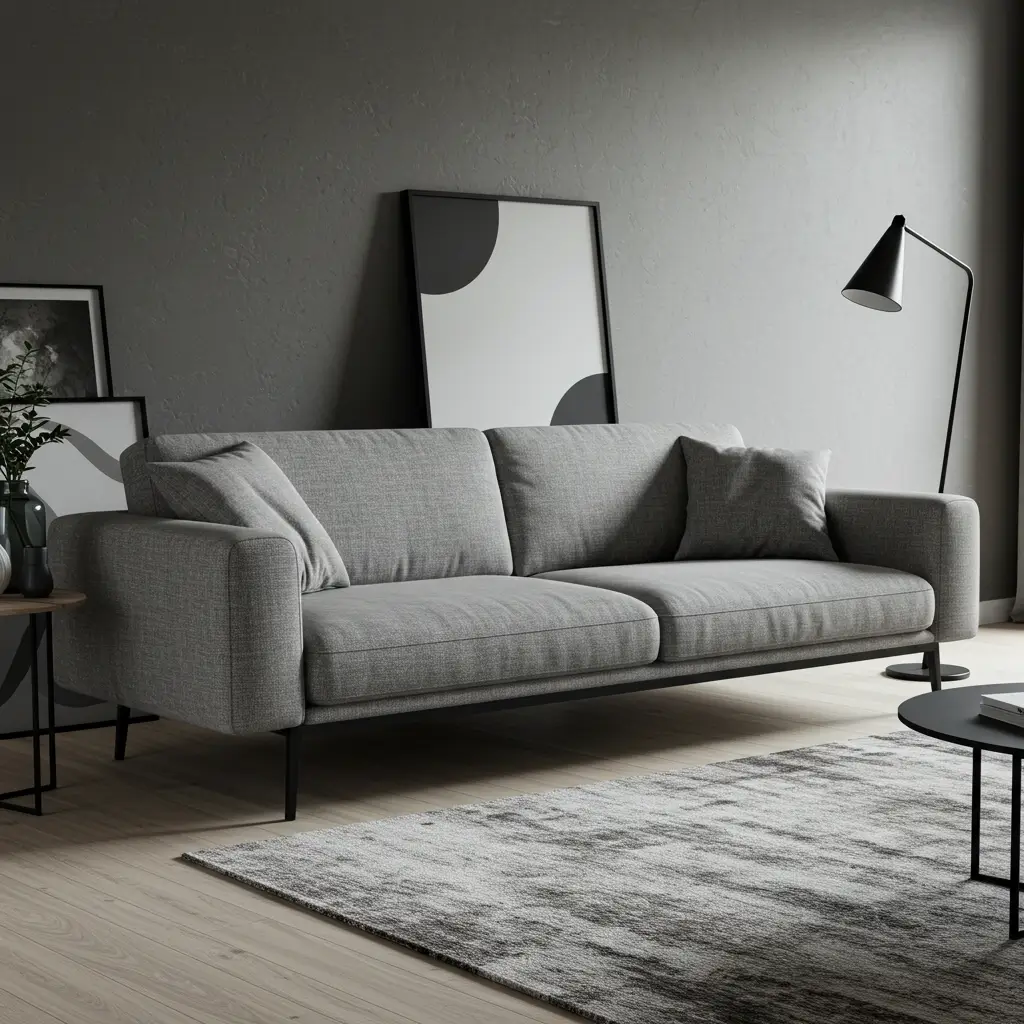 Upholstered Sofa with Metal Legs