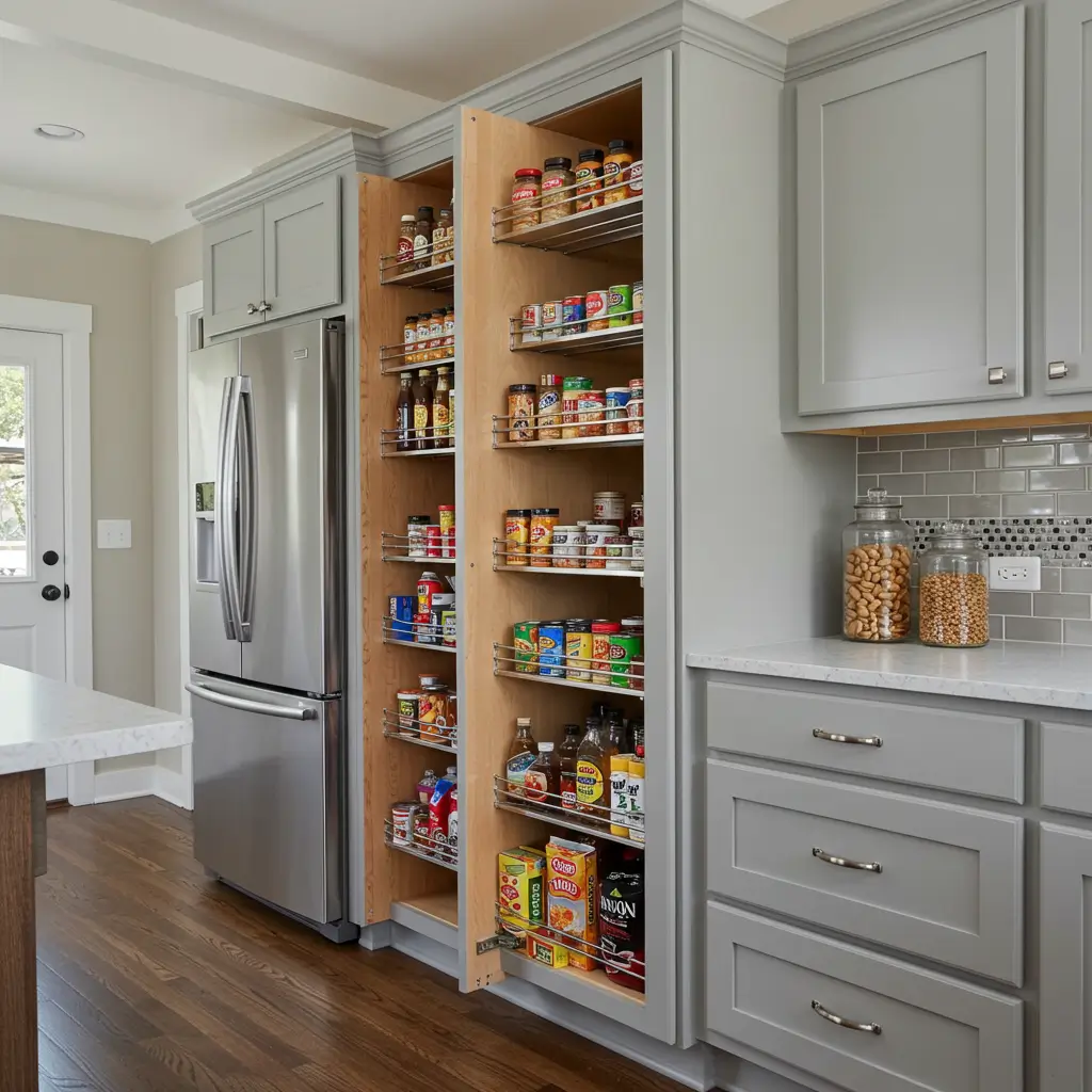 Use Pull-Out Pantry Cabinets